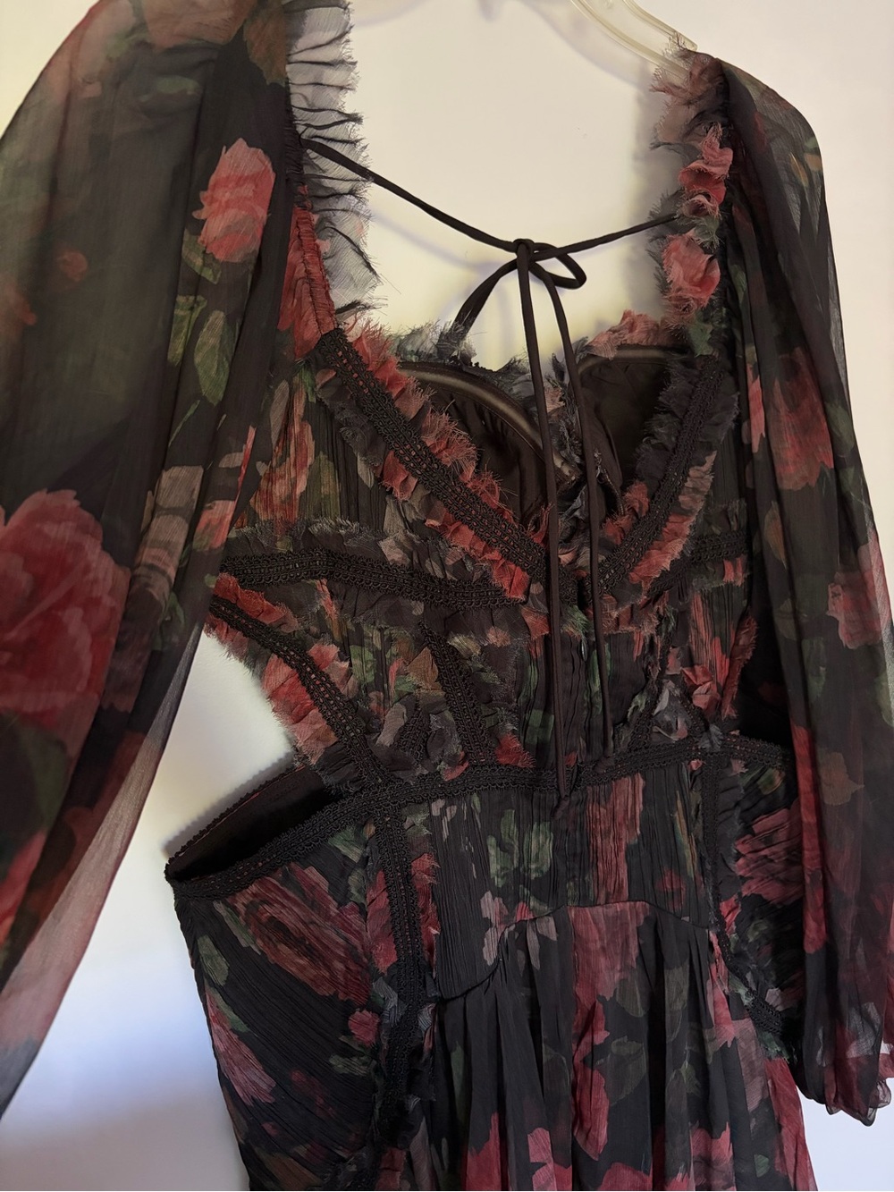 ASOS Black Mini Dress with Red Floral Print - Picture 8 of 13